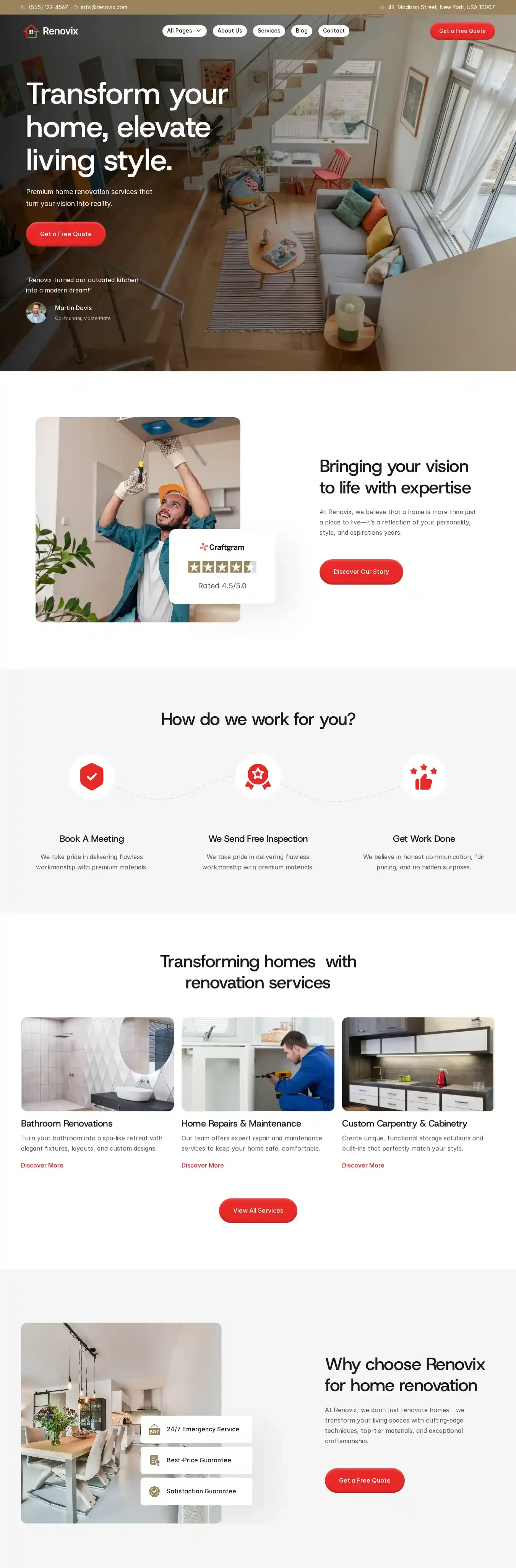 Renovix home page on desktop