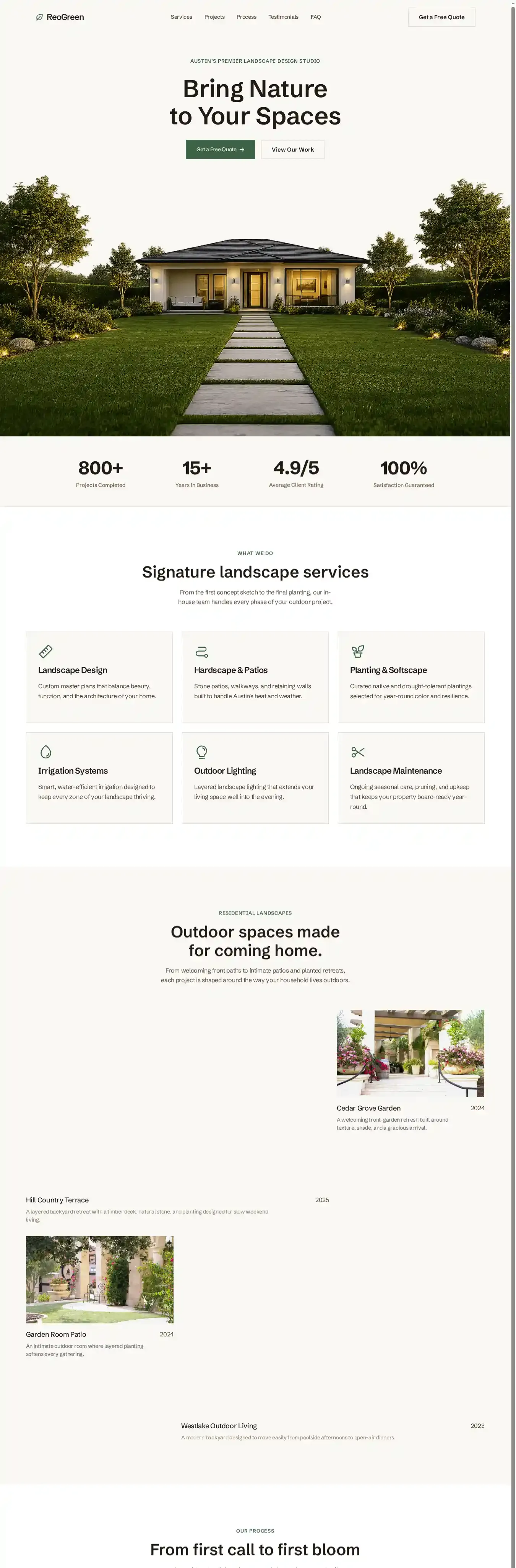 ReoGreen home page on desktop
