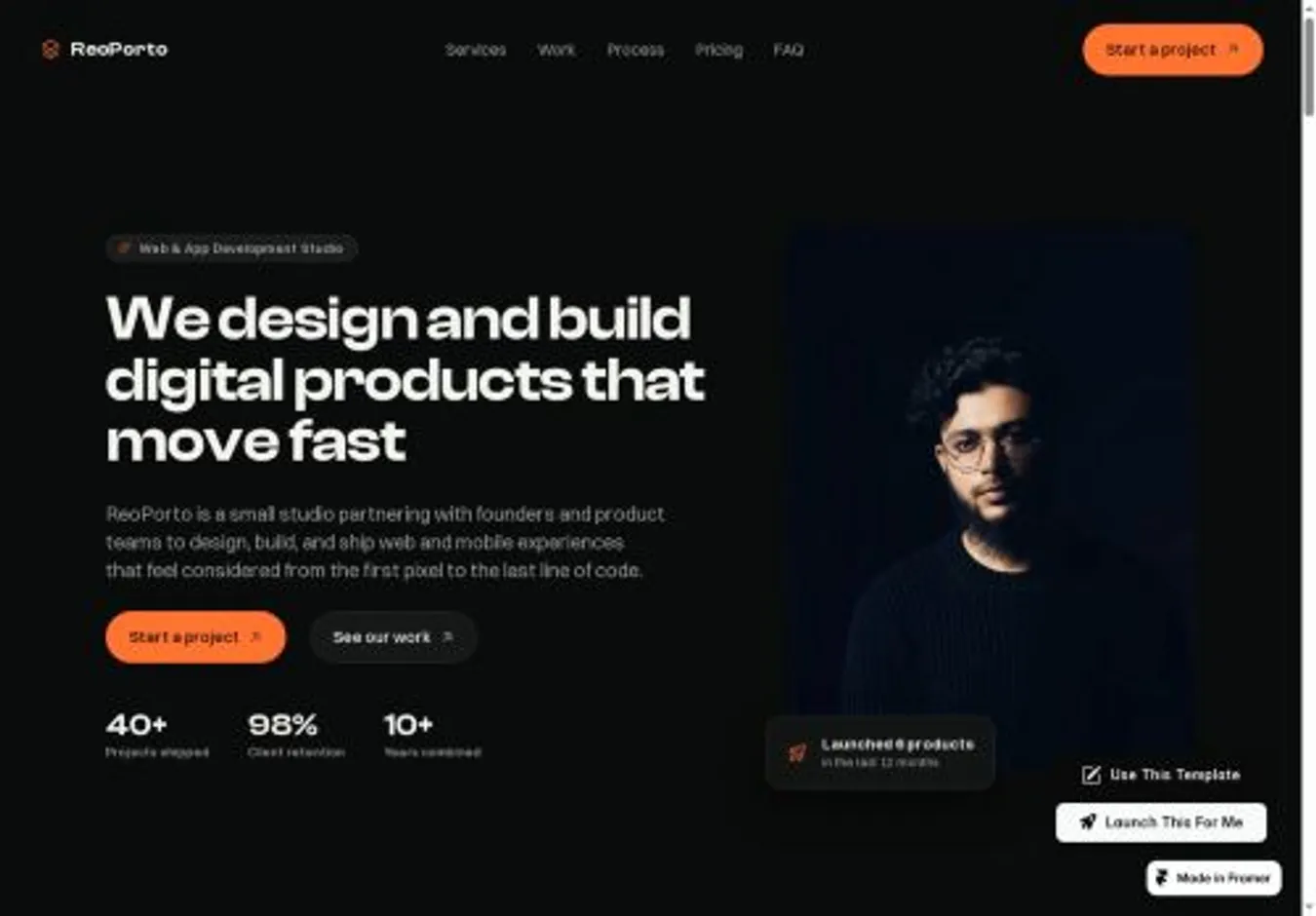 ReoPorto home page on desktop
