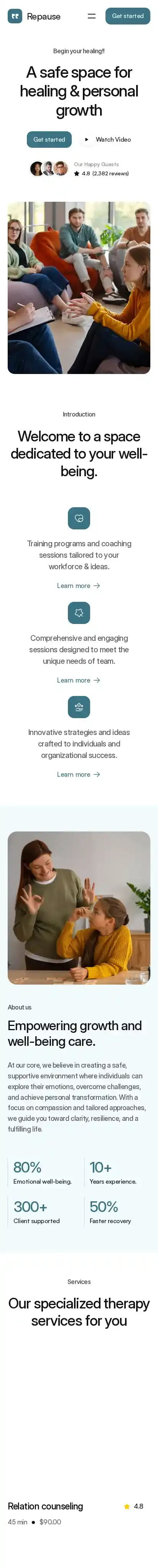 Repause home page on mobile