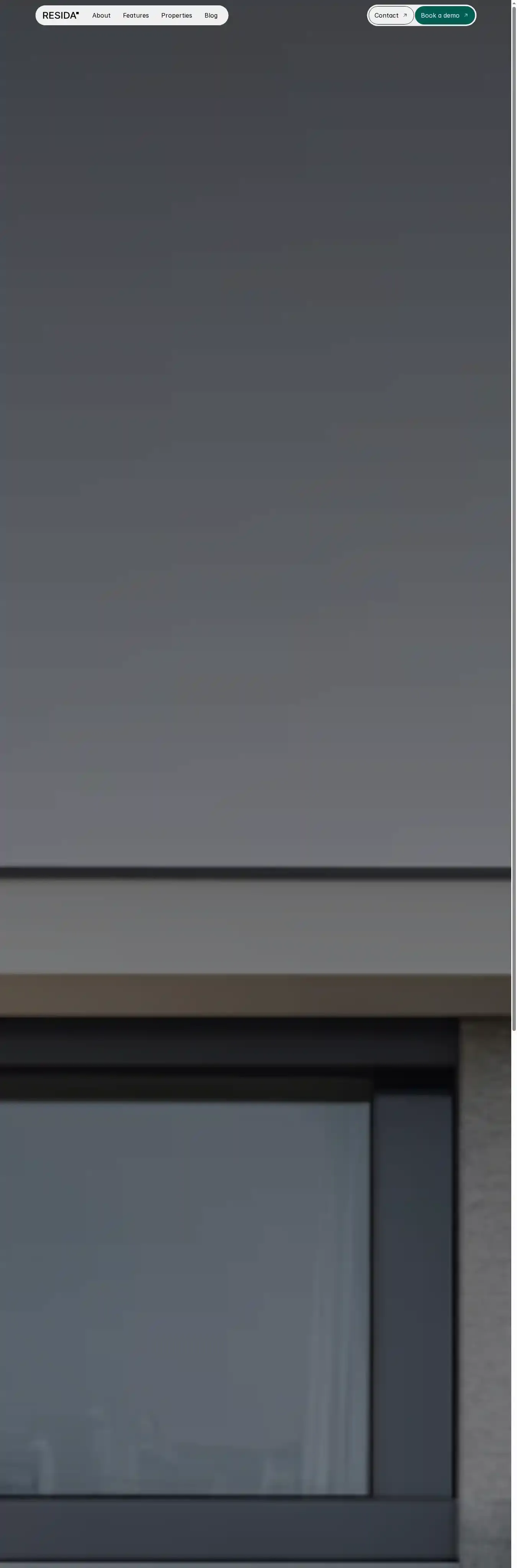 Resida home page on desktop