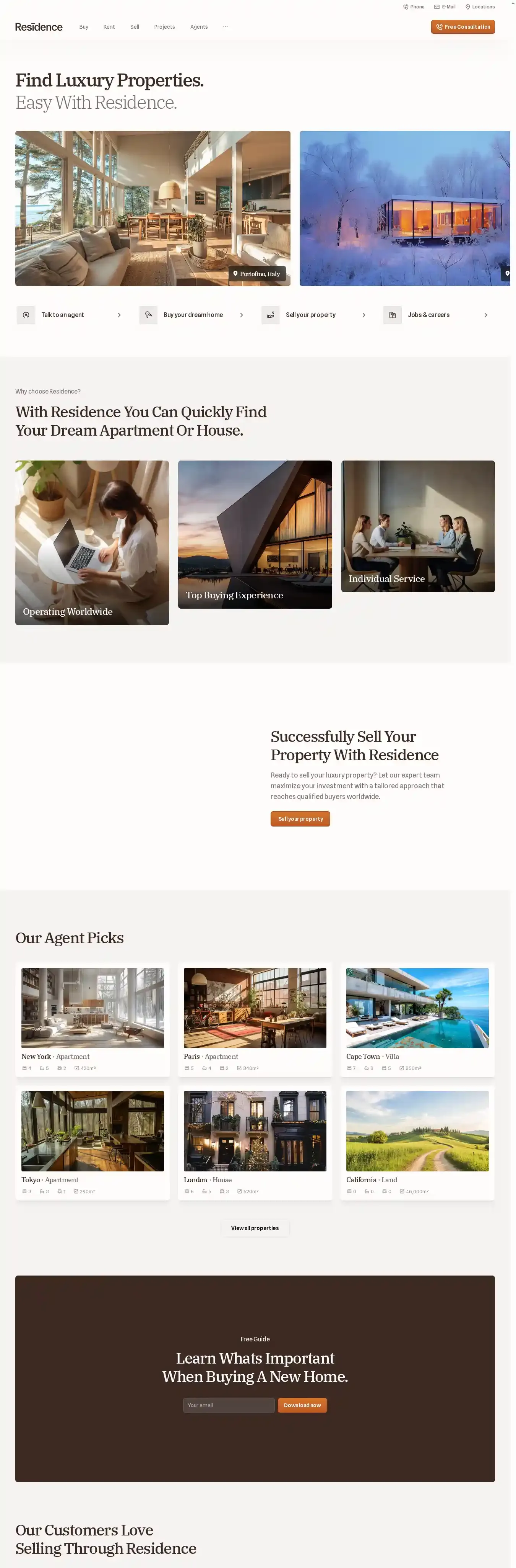 ResidenceKit home page on desktop
