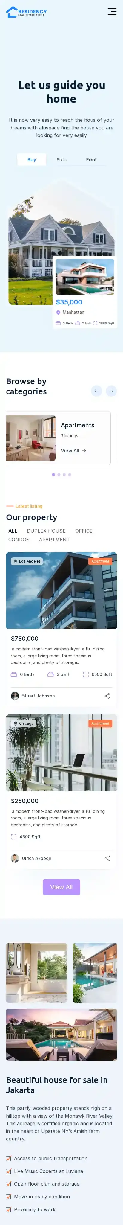 Residency home page on mobile