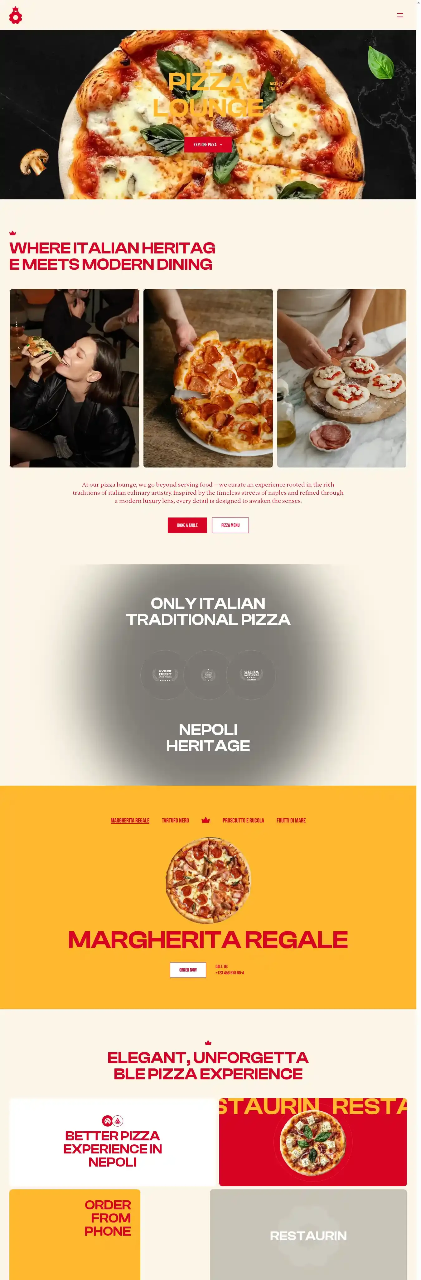 Restaurin home page on desktop