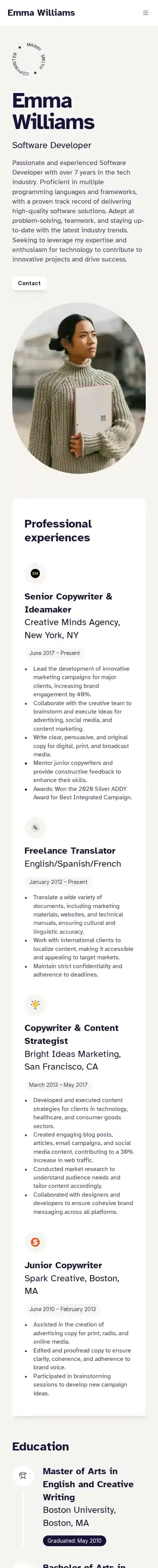 CareerCanva home page on mobile