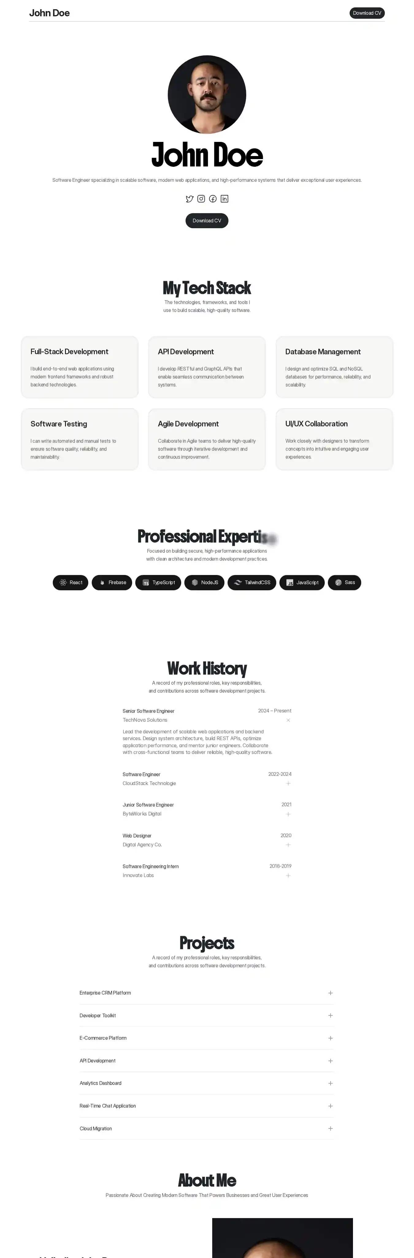 Resumo home page on desktop