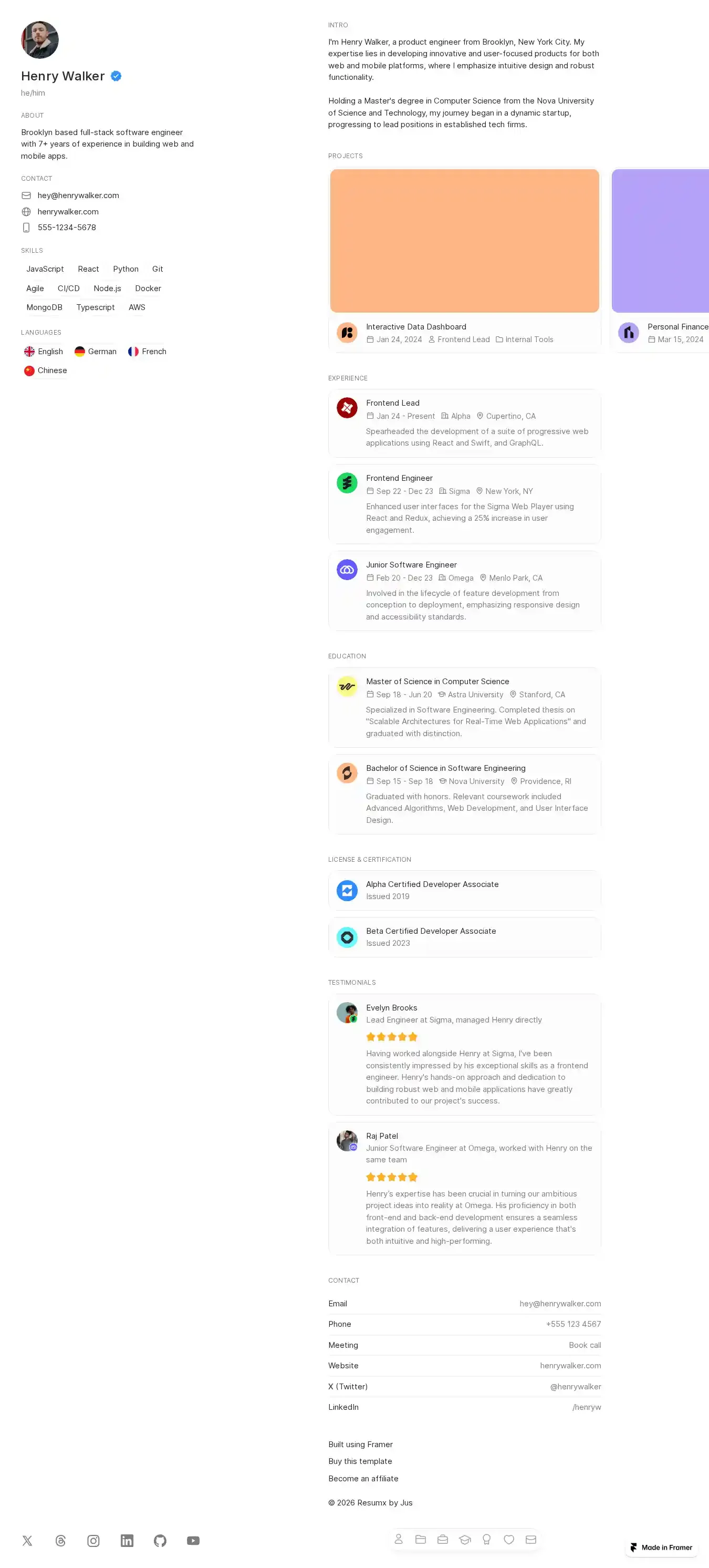 Resumx home page on desktop