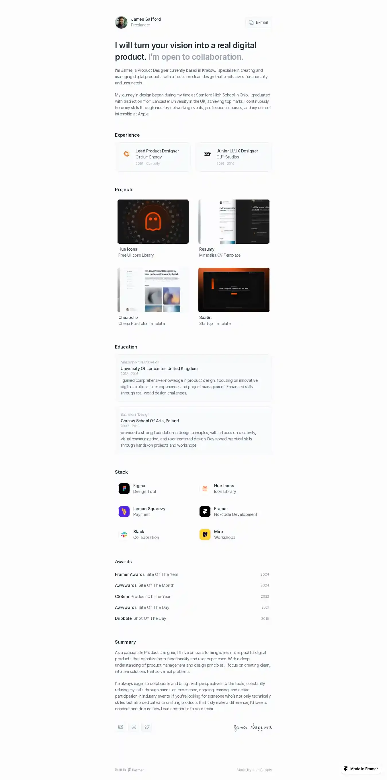 Resumy home page on desktop