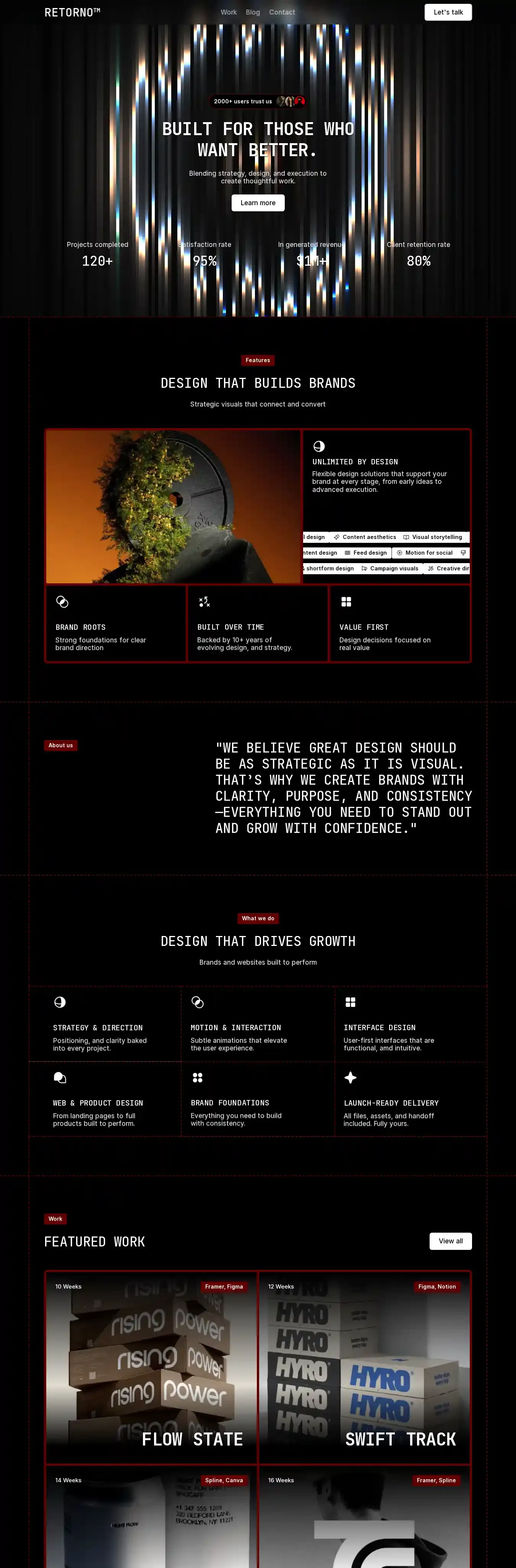 RETORNO home page on desktop