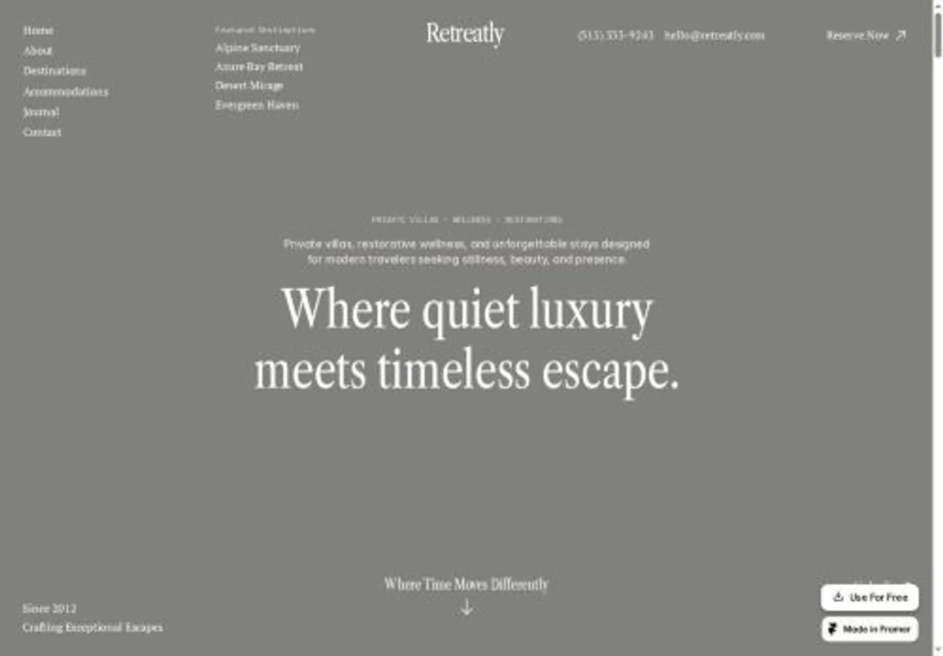 Retreatly home page on desktop