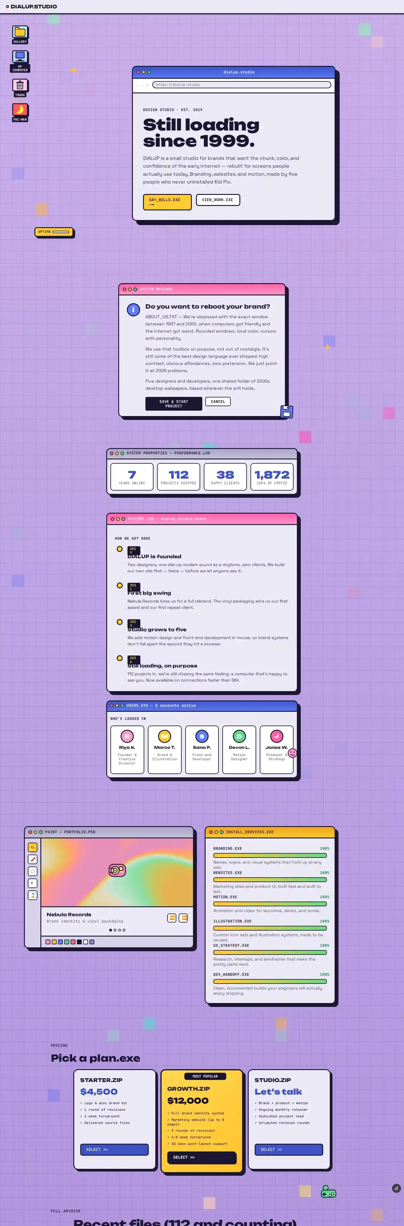 RetroWorld home page on desktop