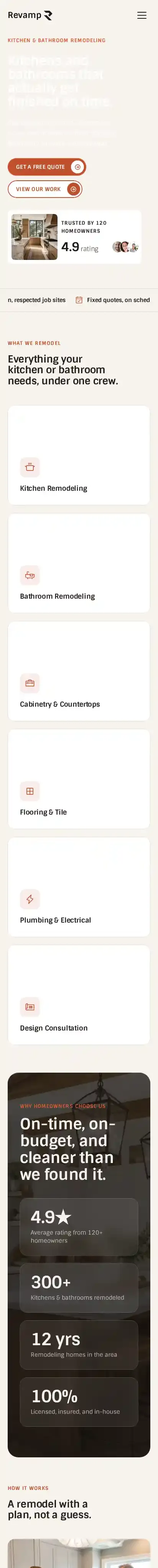 Revamp Remodel home page on mobile