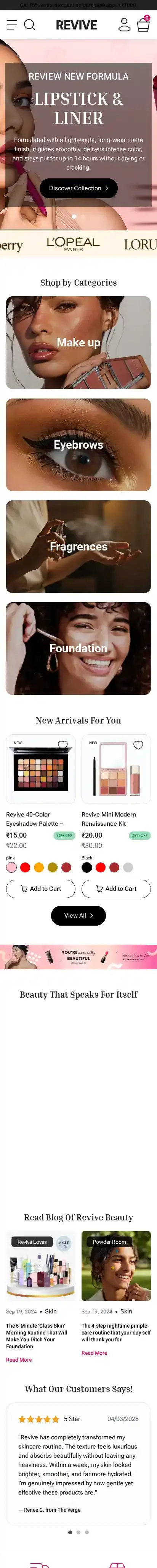 Revive home page on mobile