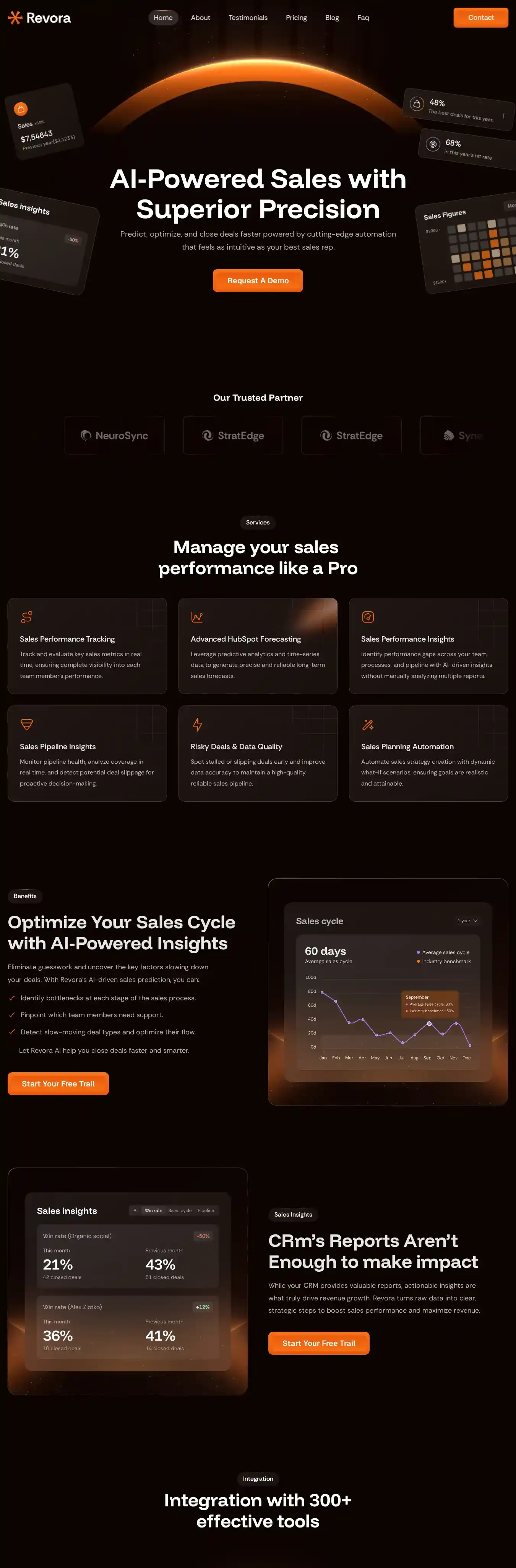 Revora home page on desktop