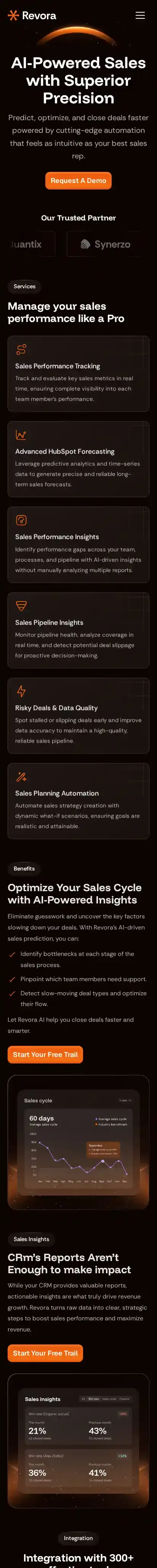 Revora home page on mobile