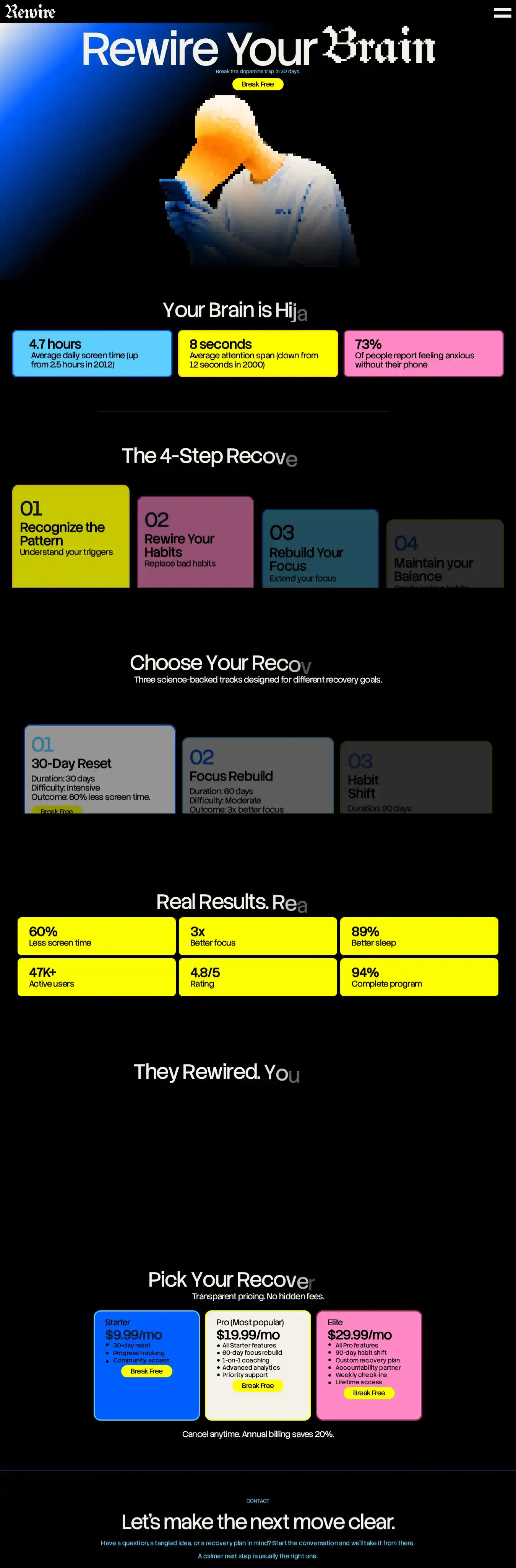 REWIRE home page on desktop