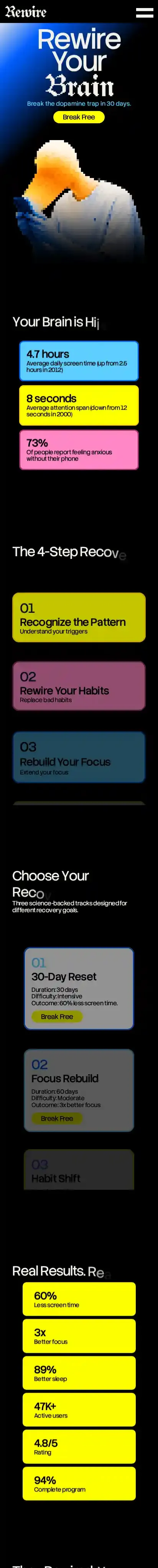 REWIRE home page on mobile