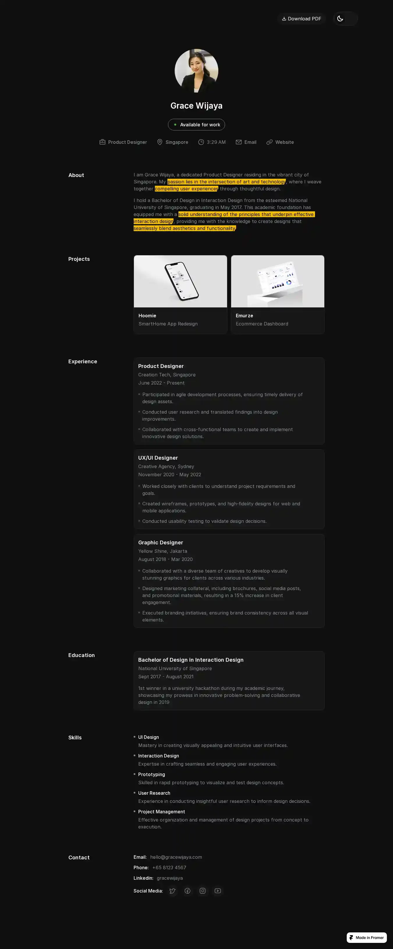 Rezume home page on desktop
