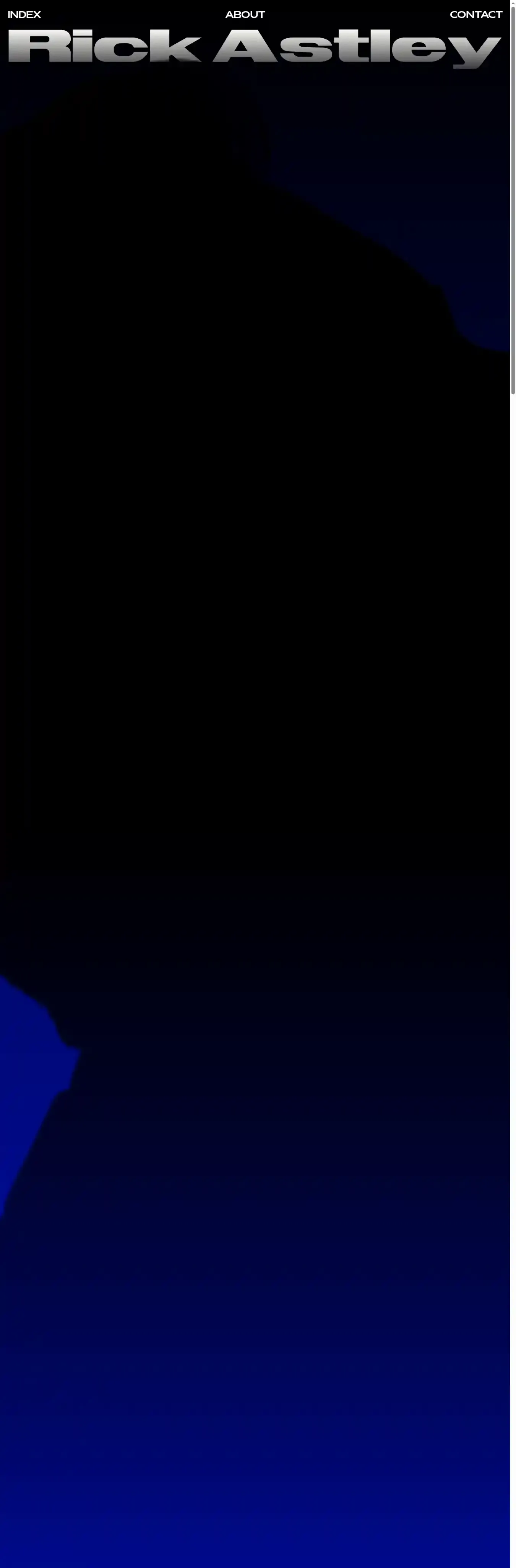 Rick Astley home page on desktop