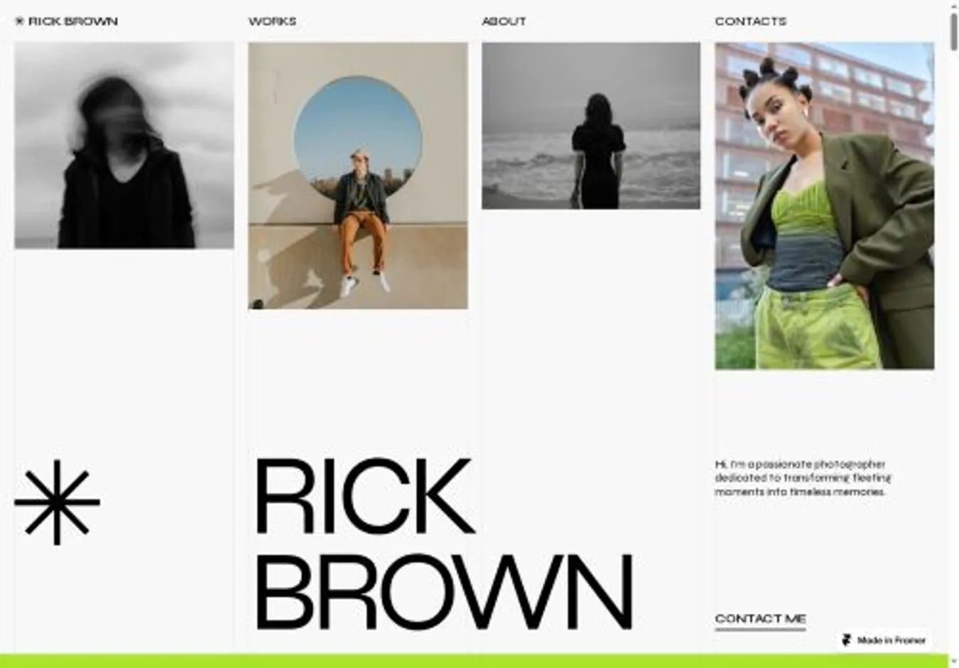 Rick Brown home page on desktop