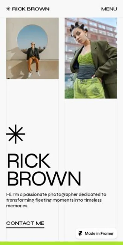 Rick Brown home page on mobile