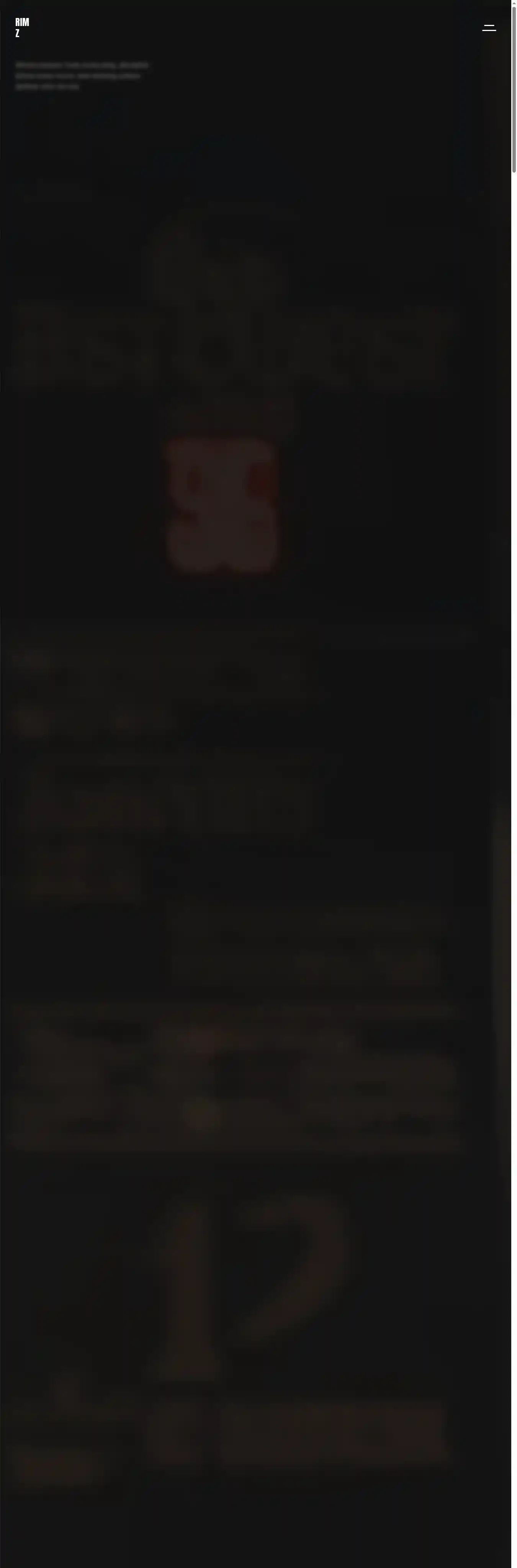 RIMZ home page on desktop