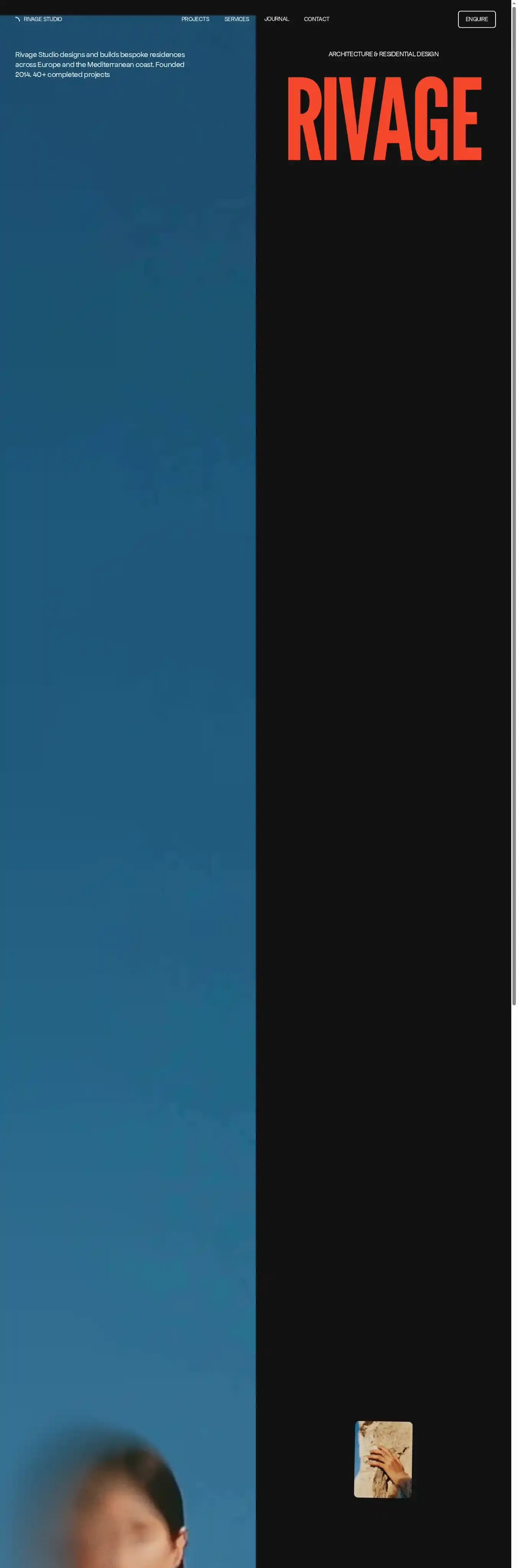 Rivage home page on desktop