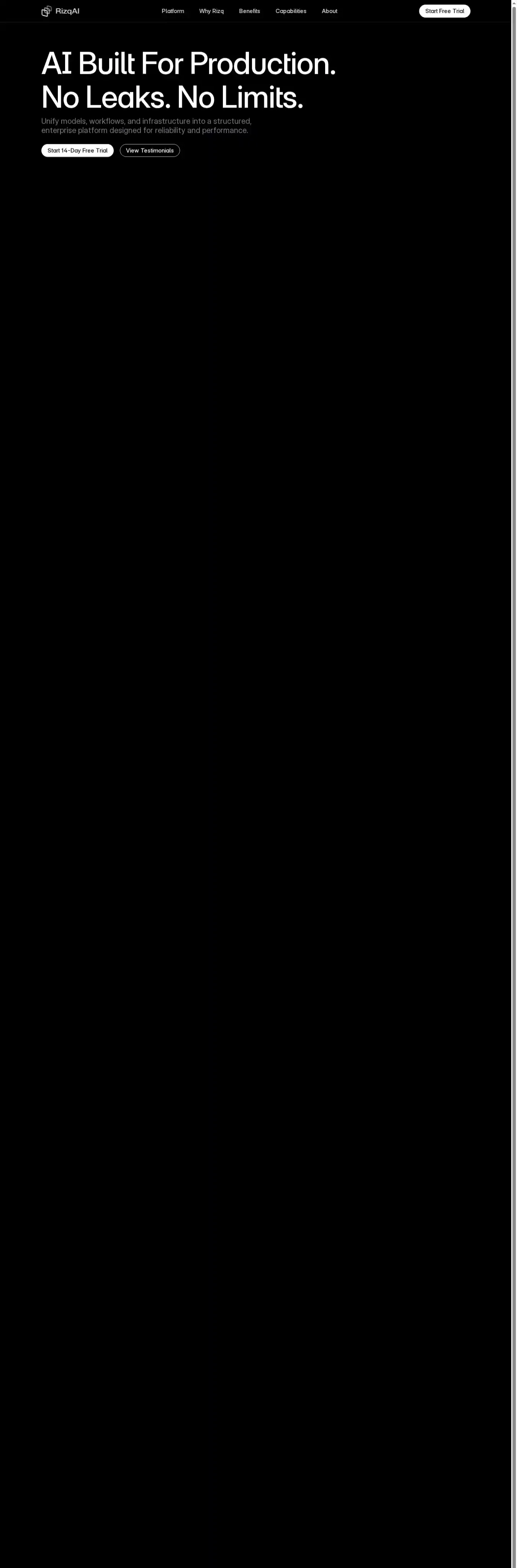 Rizq home page on desktop