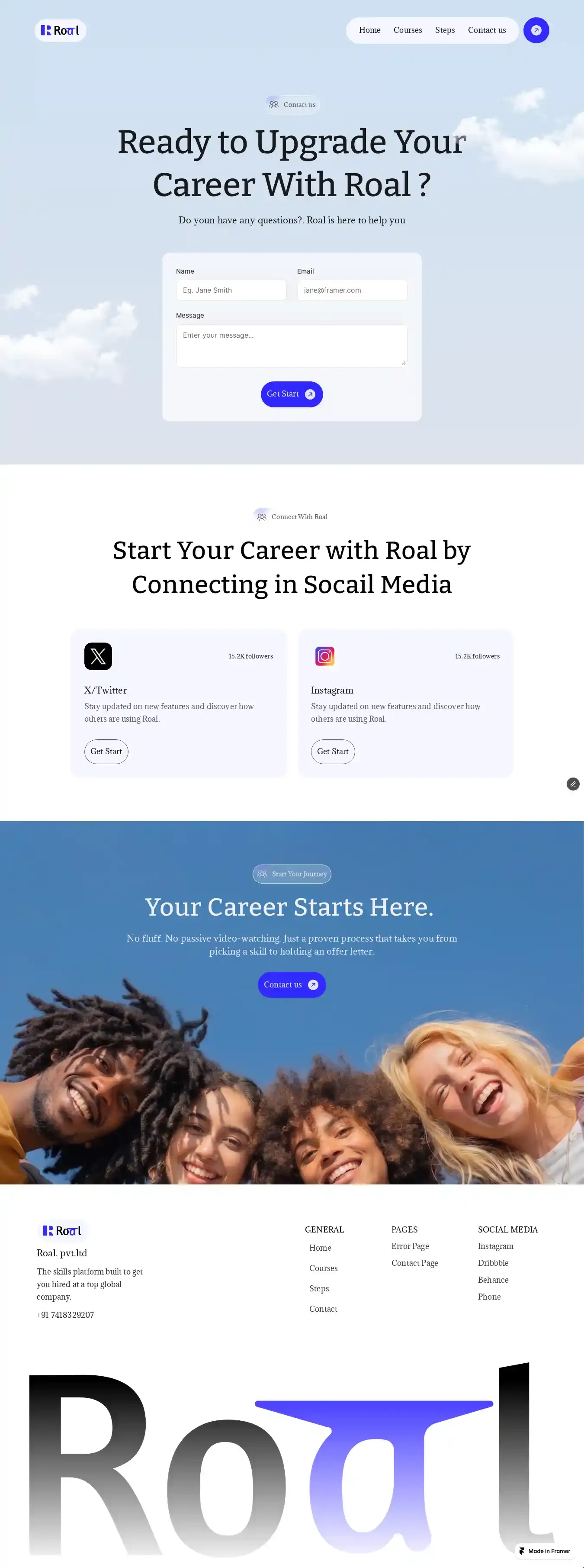 ROAL home page on desktop