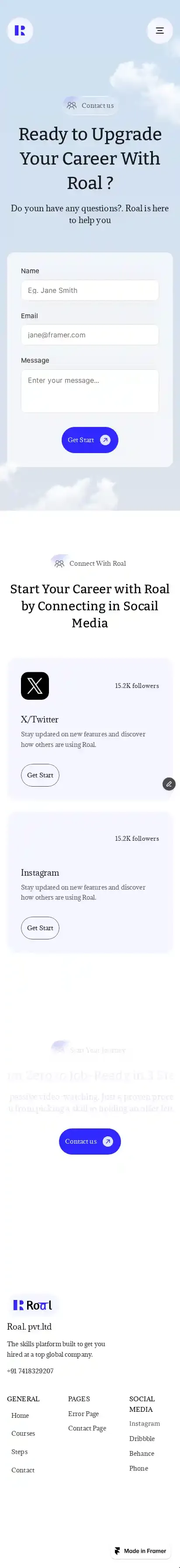 ROAL home page on mobile