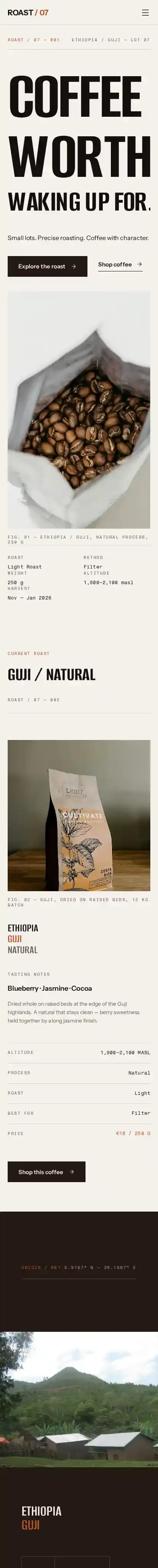 ROAST 07 home page on mobile