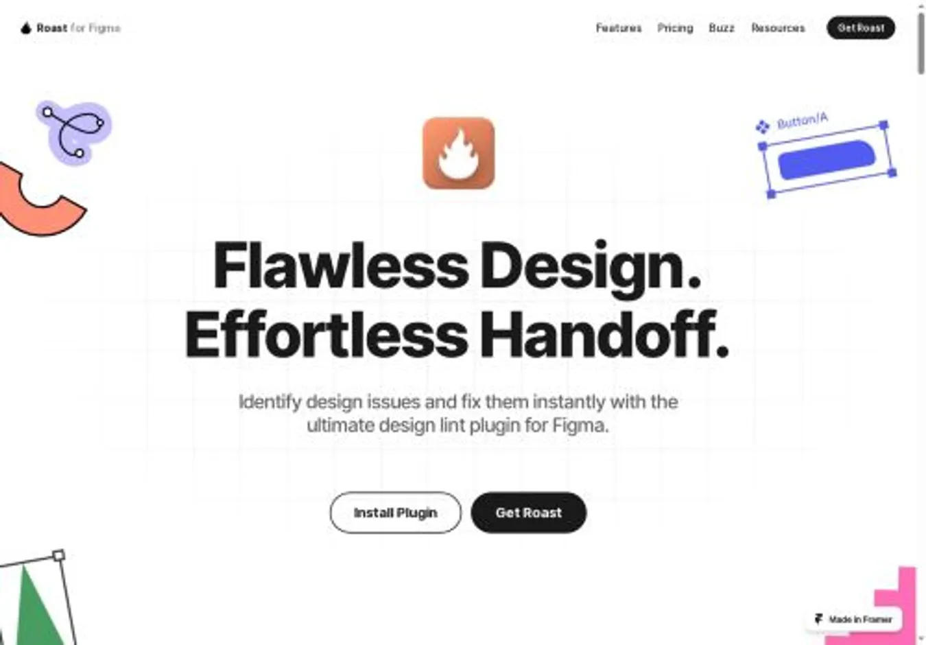 Roast home page on desktop