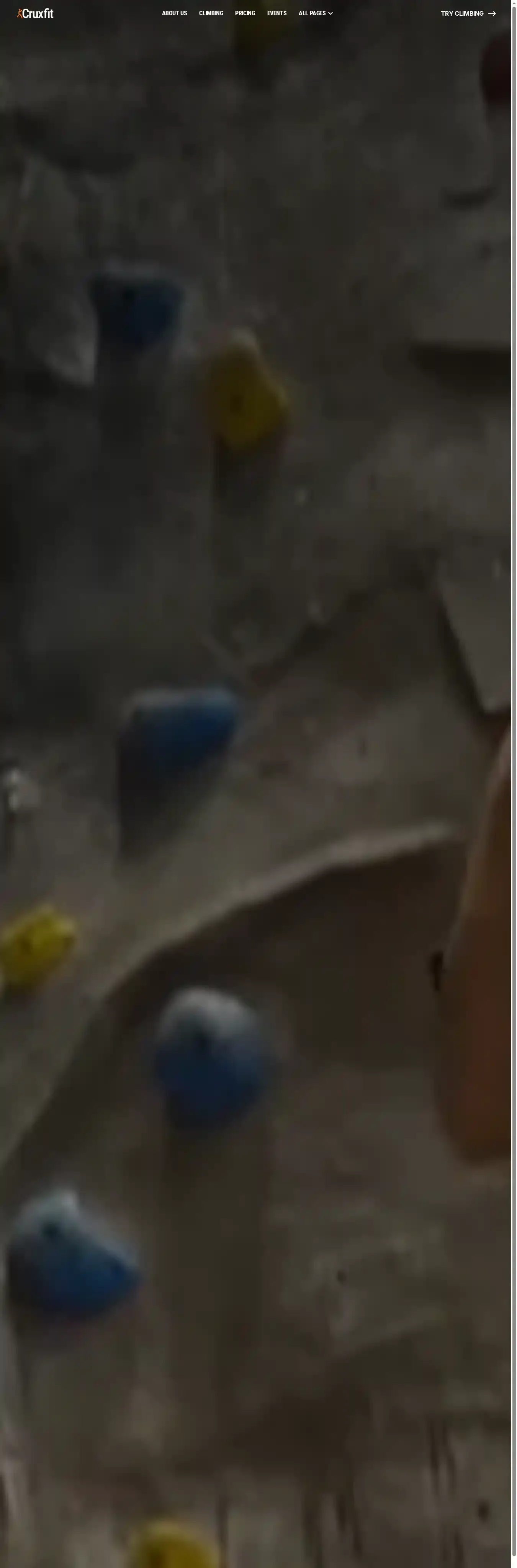 Rock Climbing Gym home page on desktop