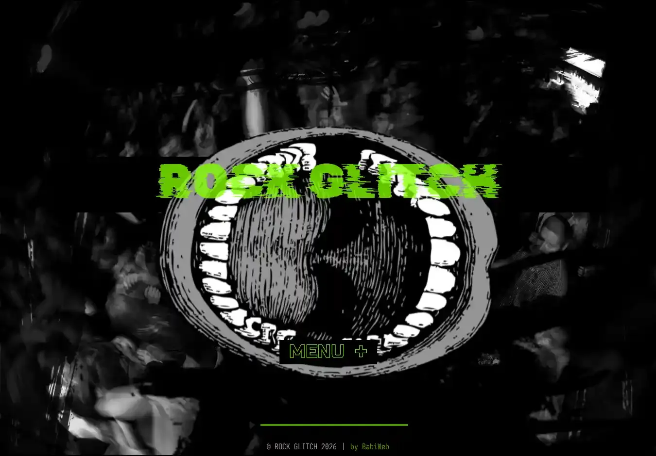ROCK GLITCH home page on desktop