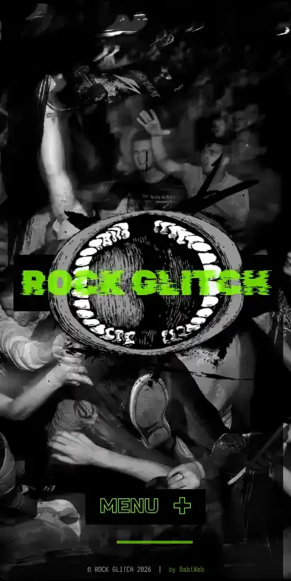 ROCK GLITCH home page on mobile