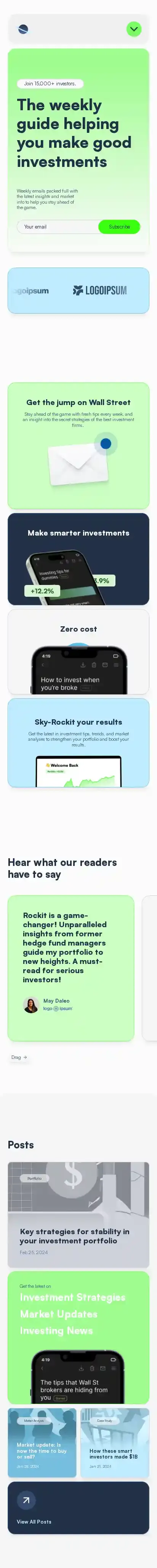 Rockit home page on mobile