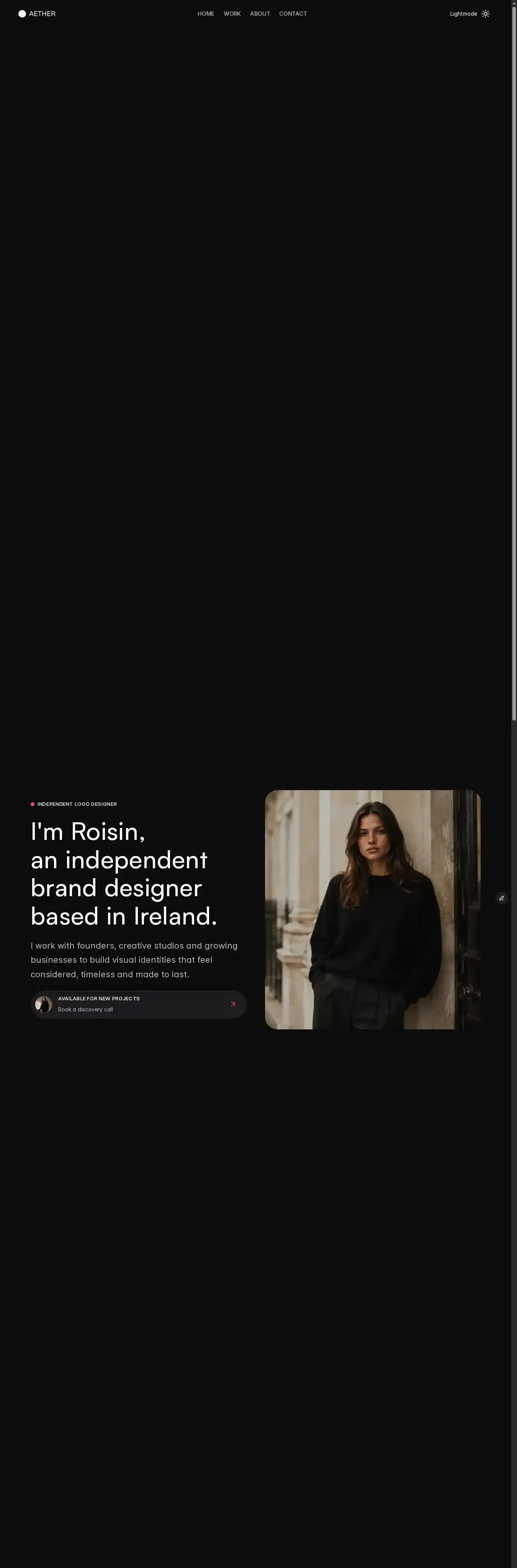 Roisin home page on desktop