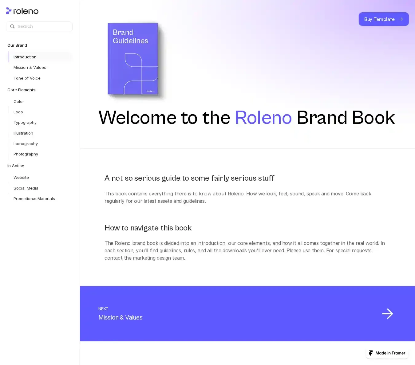 Roleno home page on desktop