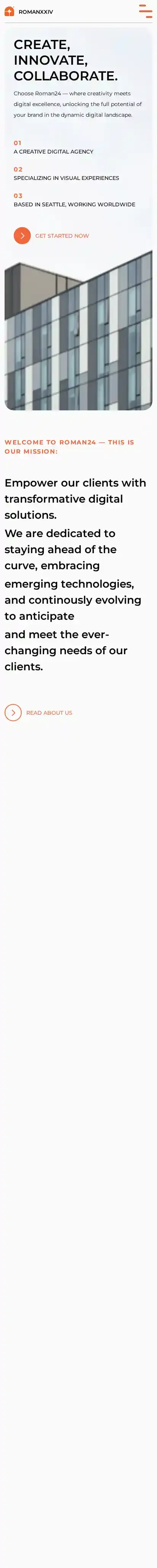 Roman24 home page on mobile