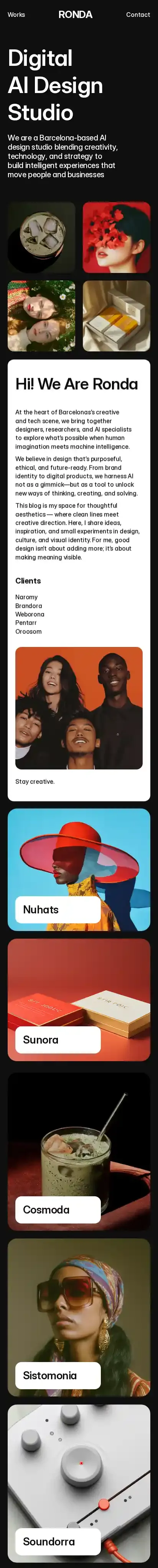 Ronda home page on mobile
