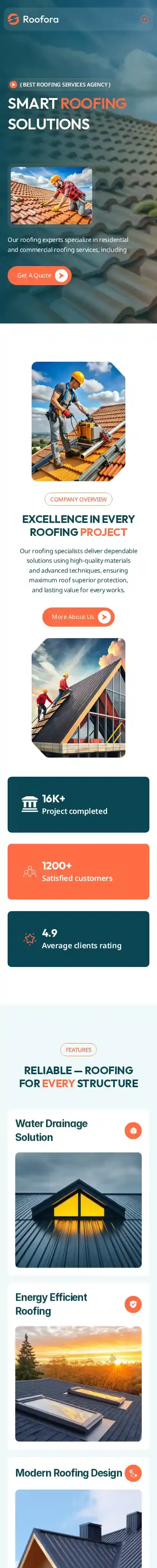 Rooftop home page on mobile