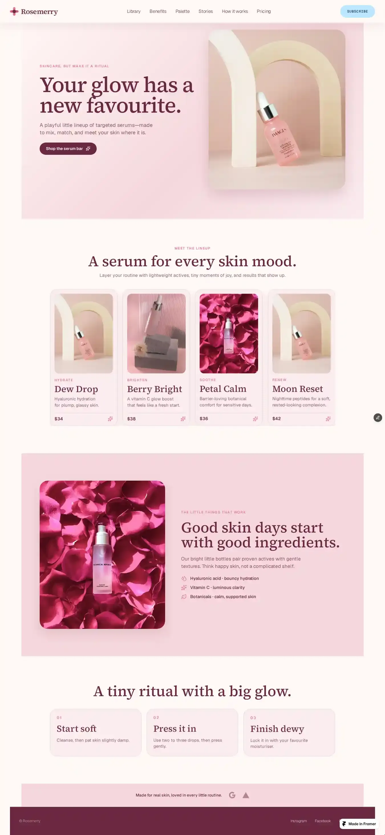 Rosemerry home page on desktop