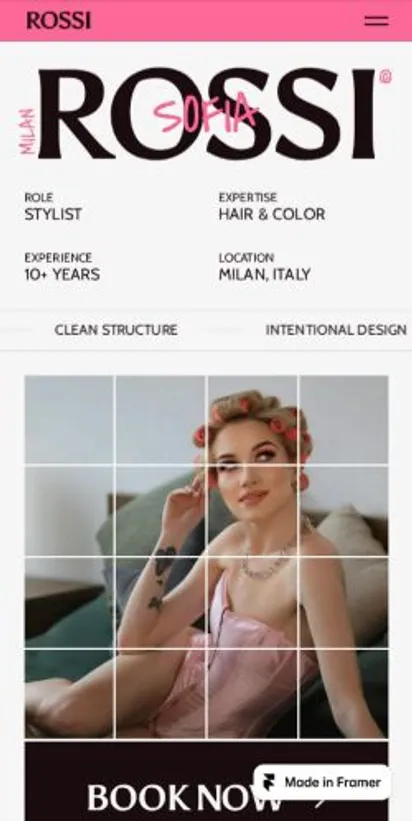 Rossi home page on mobile