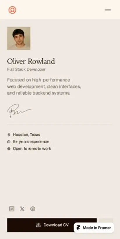 Rowland home page on mobile