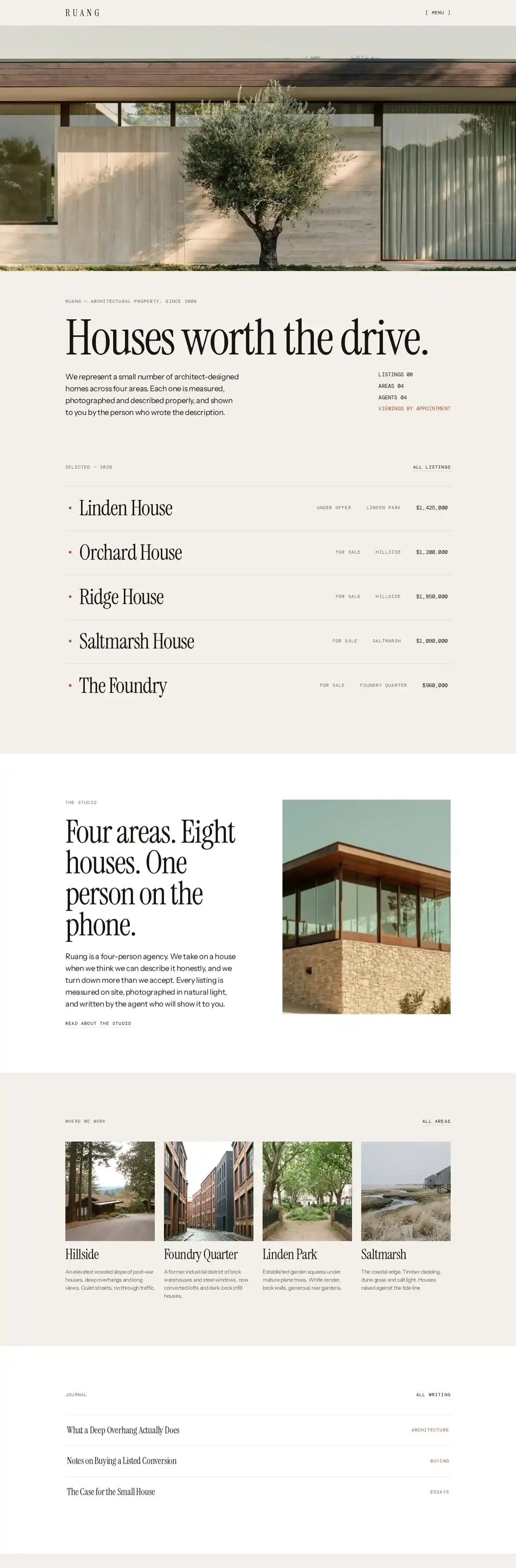 Ruang home page on desktop