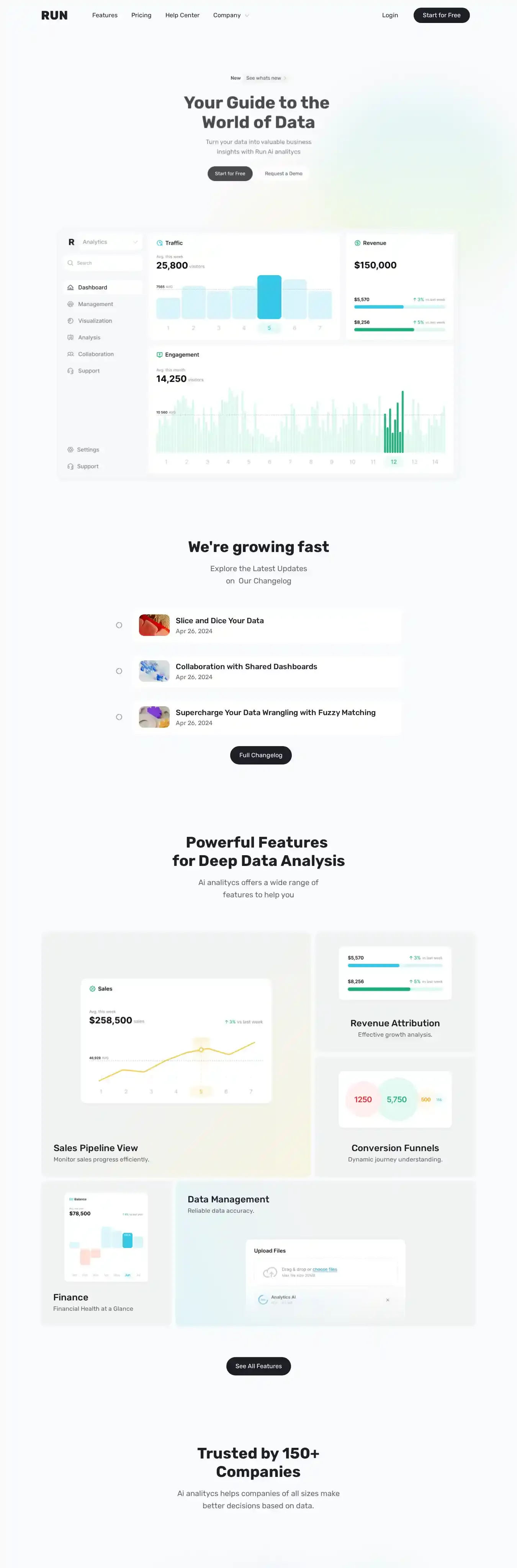 RUN home page on desktop