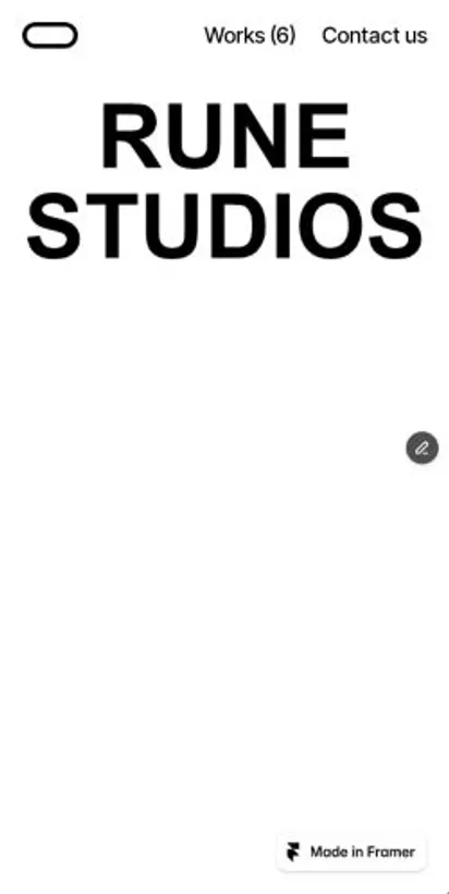 RuneStudios home page on mobile