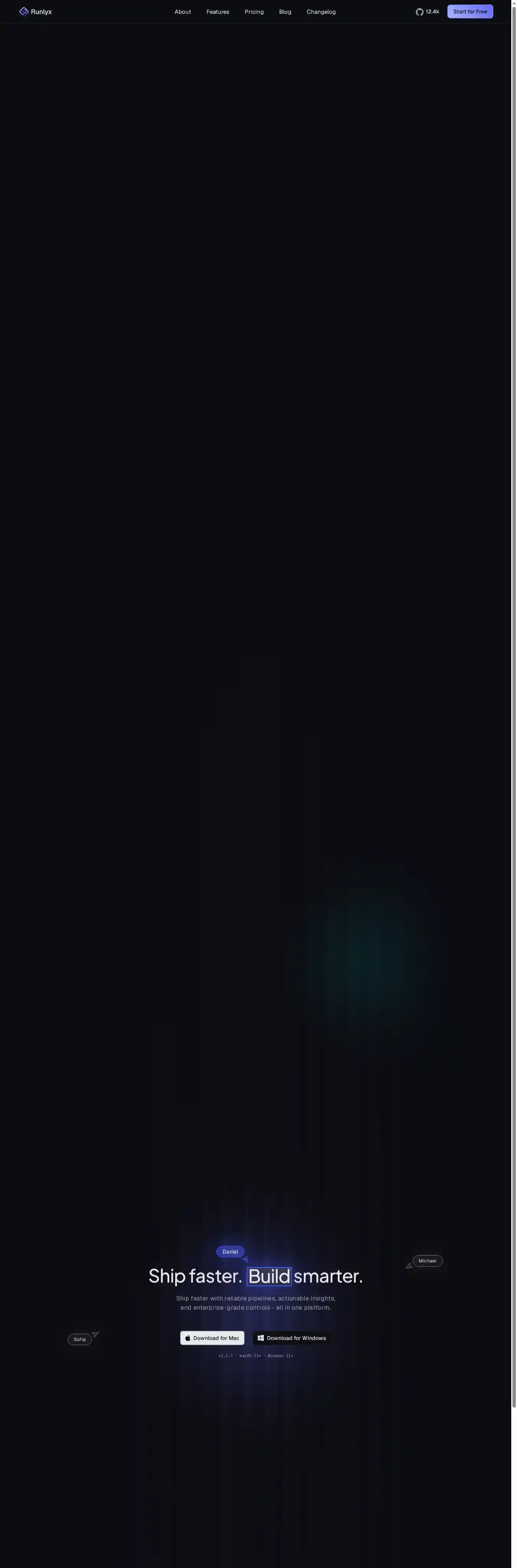Runlyx home page on desktop