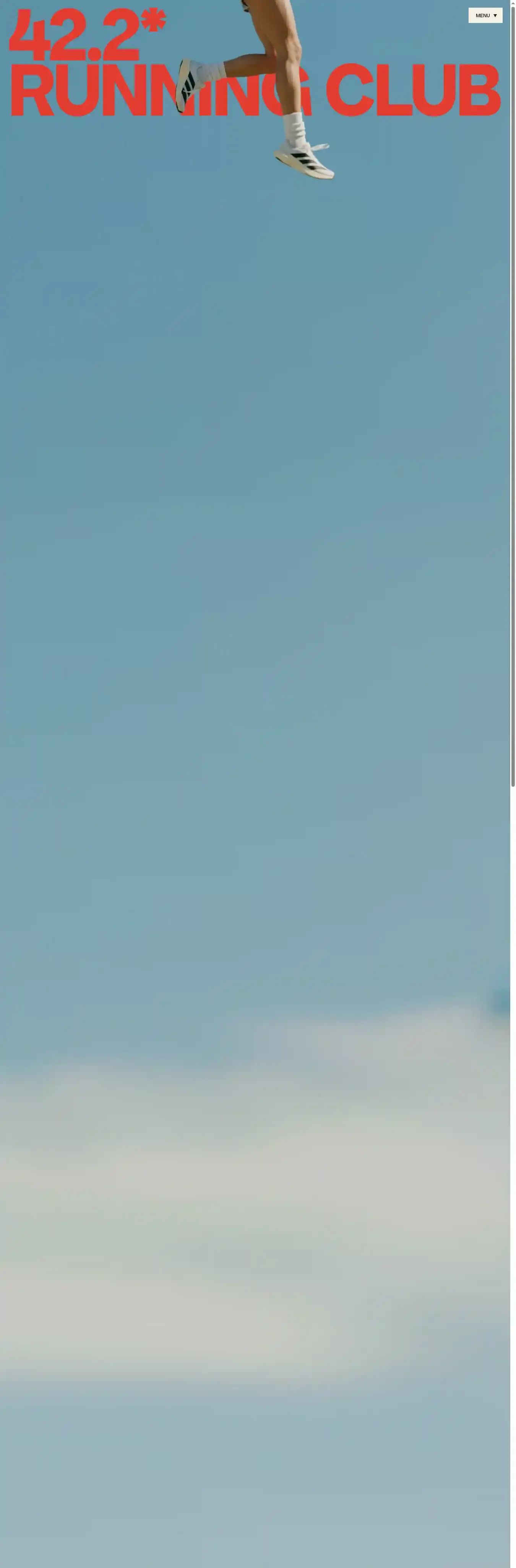 Running Club home page on desktop