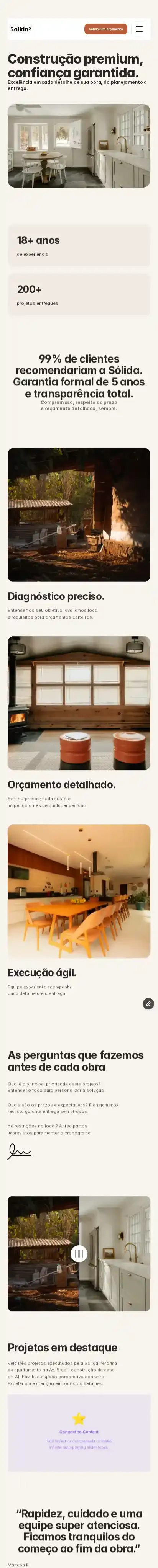 Sólida home page on mobile